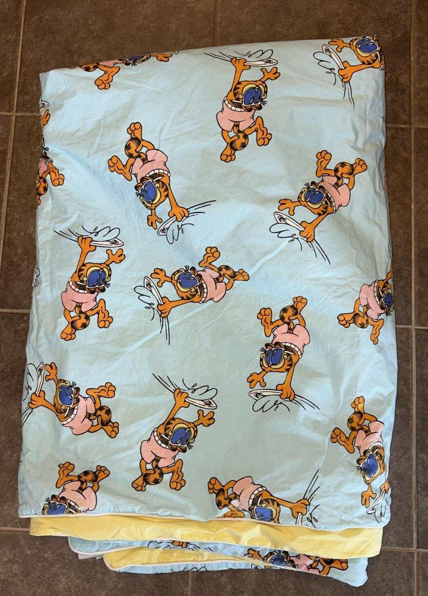 Vintage Garfield Twin Bed Comforter Blanket Reversible Surfing