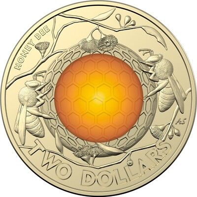 Honey Bee 2022 Two Dollar $2 Coloured Coin Rare Queen Honeybee
