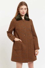 Louche Dryden Cottage Check Faux Fur Collar A Line Coat