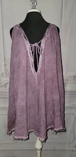 Victorian Trading Emory Park Lagenlook Eyelash Lace Swing Dress Tunic Purple 13E