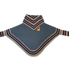 ANDEAN ALPACA HANDMADE WOMEN BLUE CAPE COAT PONCHO M