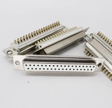 5 Pcs Gold Pin 37pin 2 Row D-Sub Female Socket Solder Chassis Connector RS232