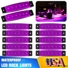 12x Purple Led Rock Lights Underbody Light For Jeep Offroad Truck Utv Atv Suv