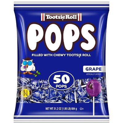 Tootsie Pops Grape Flavored Lollipops with Chocolatey Center 50 Count Pack of 1
