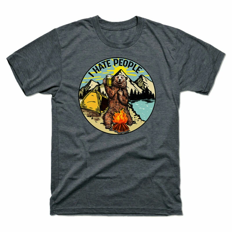 Camping Shirt Top Tee Sleeve Funny I Gift T Men's Hate Cotton Short Bear People
Opens in a new windo