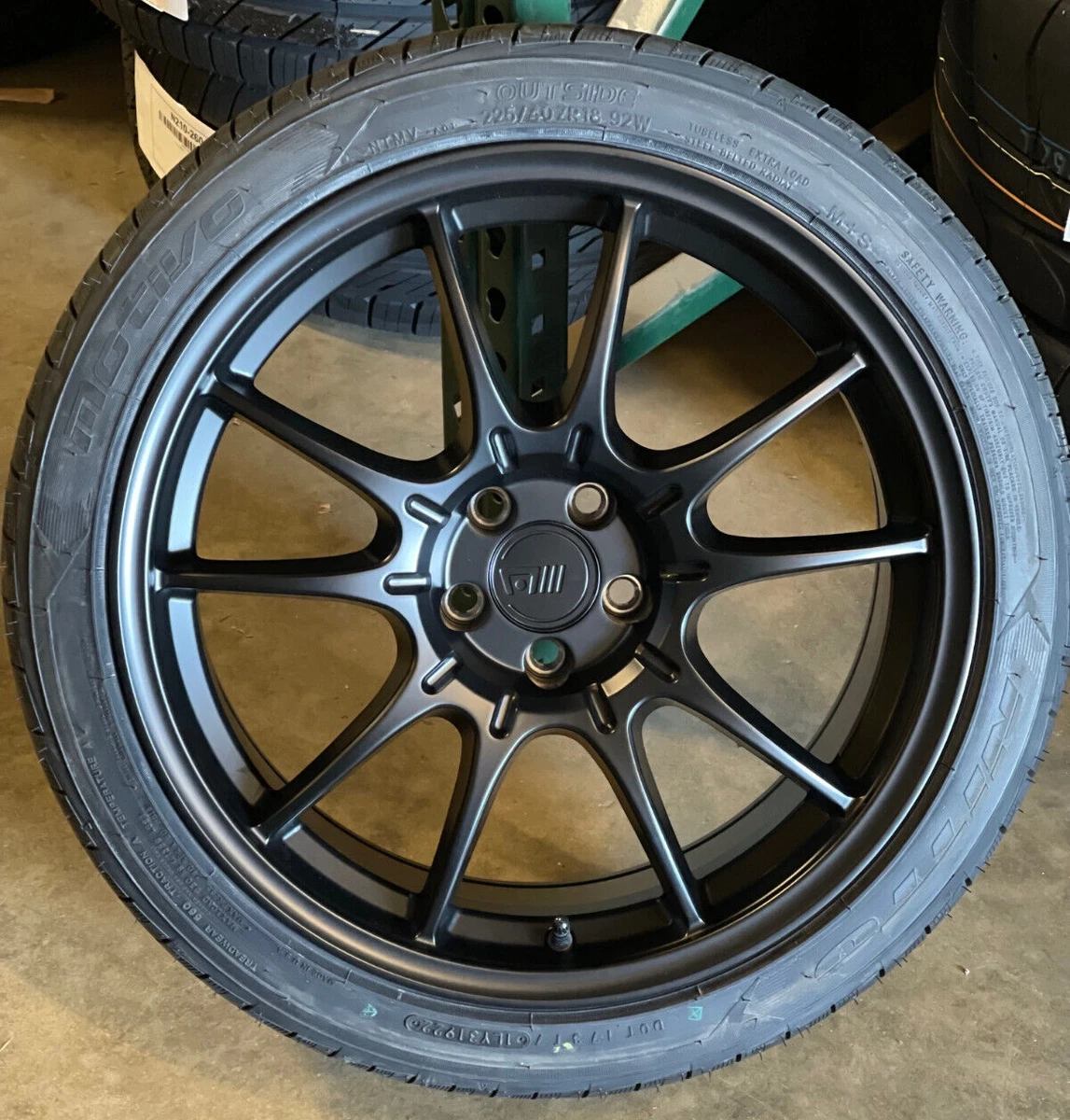 18x8.5 Motegi MR152 SS5 Black Wheels 225/40R18 Nitto Tires 5x100 Toyota Corolla
