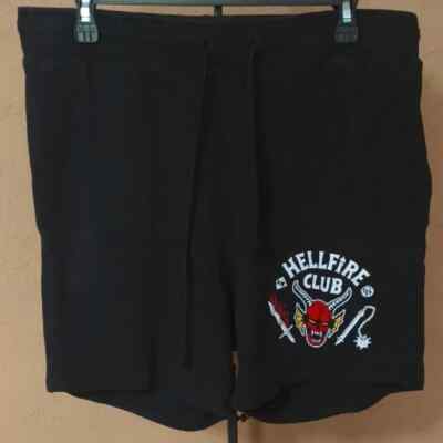 Netflix Stranger Things Black Sweat Shorts Hellfire Club Large