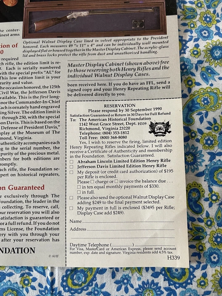 Vintage 1990 Abraham Lincoln Henry Rifle Commemorative  Print  Ad - Ad Only - Image 2 of 4