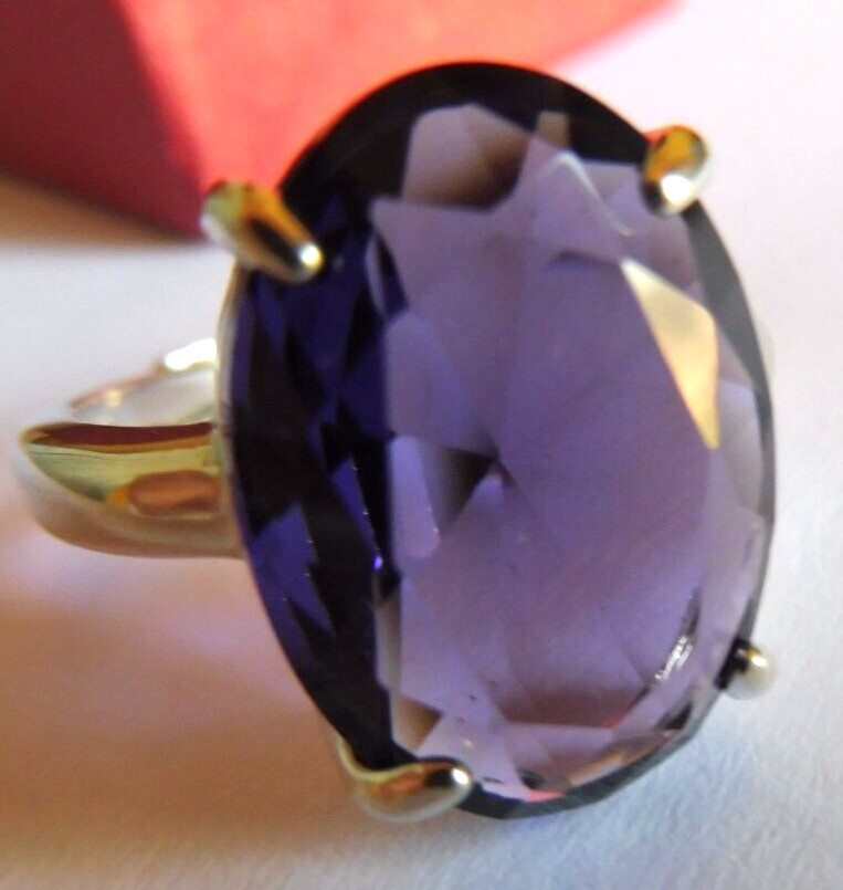 Bague en iolite et argent ajustable de taille 52-60, le cadeau d'anniversaire mémorable