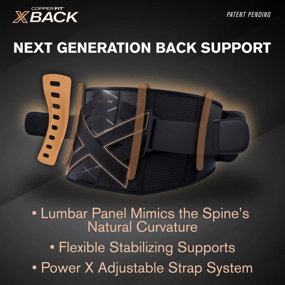 Copper Fit X-Back Brace for Lower Back Pain, Lumbar Support (Small/Medium) - Image 2 of 4