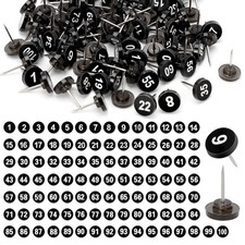 100 Pcs Numbered Push Pin Tacks 1-100 Sequential Number Pins Black