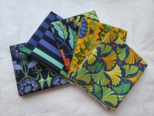 5 Fat Quarters - 5 Blue Jane Sassaman FQ 18 x 22 Cotton Quilting Fabric Ver. 1