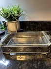 Vintage PYREX #231 1.5Quart w/Matching Silver Serving Tray Approx 6"x10"