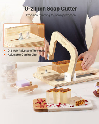 VEVOR Soap Cutter, 0-2 inch Adjustable Thickness, Wood Soap Slicer with Stainles