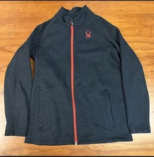 Spyder Unisex Windbreaker Jacket Size L 14-16 Black Polyester Full Zip