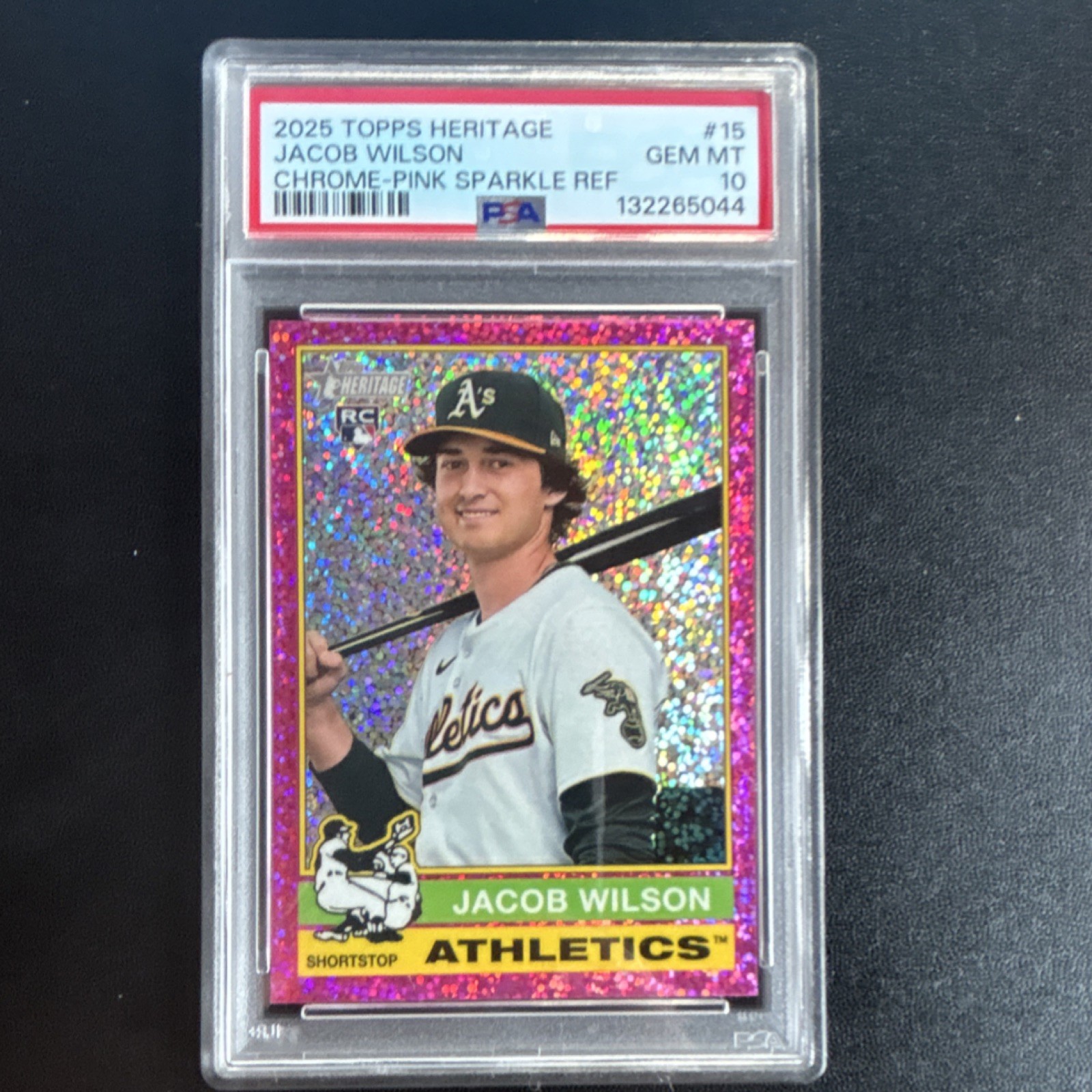 2025 Topps Heritage Jacob Wilson #15 Chrome Pink Sparkle Refractor PSA 10 RC