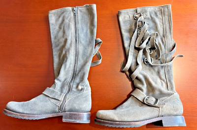 Frye Veronica Strap Tall Womens Gray Suede Zipper Casual Dress Boots