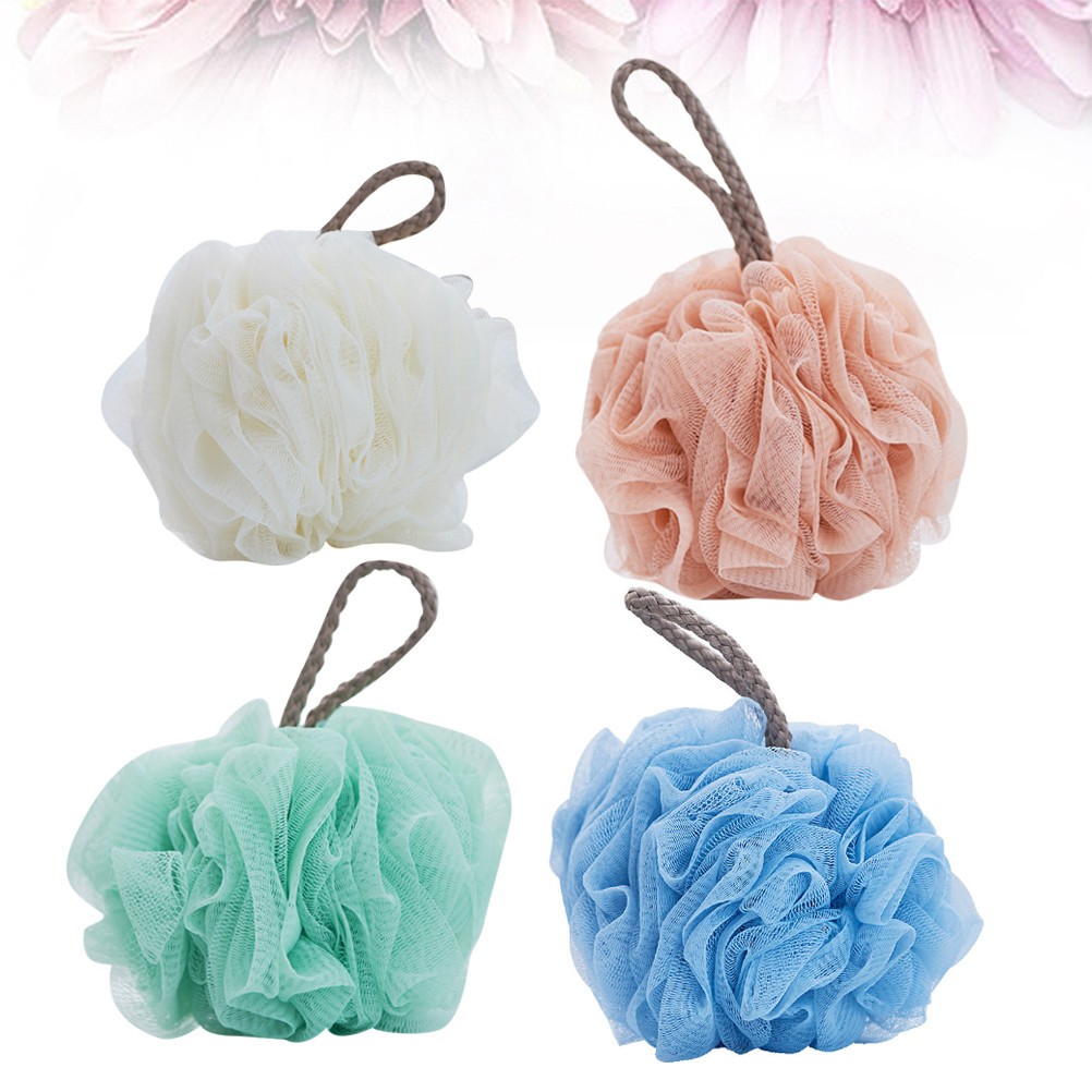 4 Pcs Bathing Sponges for Women Bathroom Accessories Mesh Nets Ball