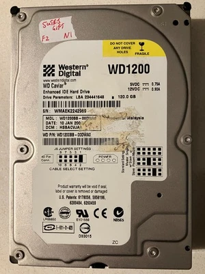 Western Digital WD 120GB WD1200BB-00DWA0 Hard Drive 3.5" GOOD WORKING CONDITION - Image 1 of 2