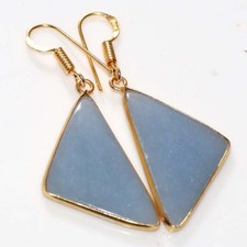 Golden Plated Bezel Angelite Earrings 2