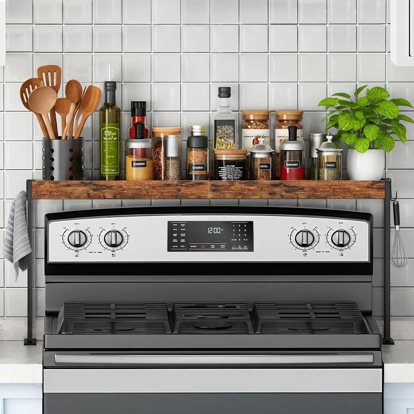 EffiJoy Spice Rack Shelf for Kitchen Stove, Over the Stove Shelf with 4 Level...