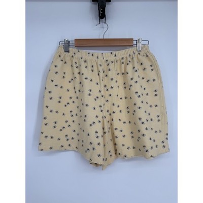 Abigail's Attic Womens Yellow Waffle Knit Bumblebee Print Pajama Shorts Sz M