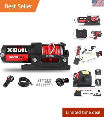 Electric Winch for Towing: 3000LBS Capacity with Synthetic Rope & Remote Control