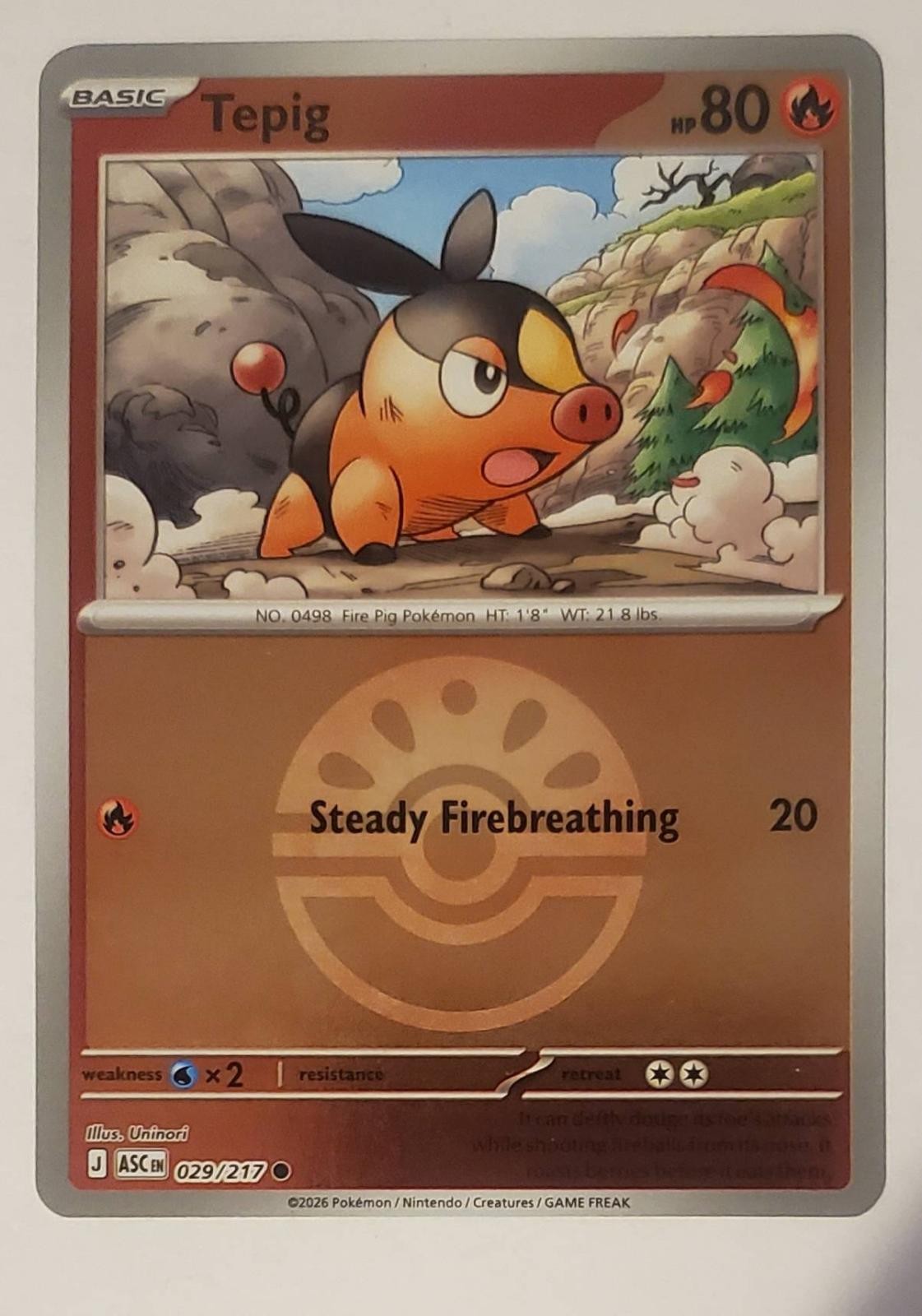 TEPIG (FRIEND BALL) 029/217 COMMON ASCENDED HEROES POKEMON REVERSE HOLO NM