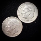 90% Silver - 1964 Roosevelt Dime - 2 Dimes - Circulated Condition - 05-7