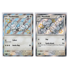 Pokemon TCG Tandemaus & Maushold NM 209/091 & 210/91 Baby Shiny Paldean Fates NM