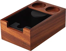 MUVNA Espresso Knock Box + Organizer Station for 51/54/58MM Tools, Mahogany Wood