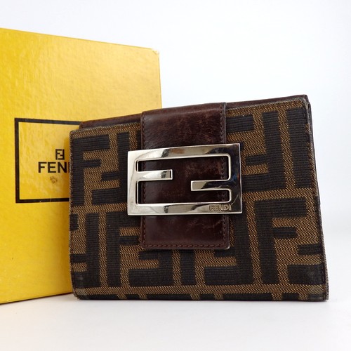 Authentic FENDI Zucca wallet nylon jacquard leather[Used]