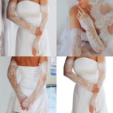 Long Sheer Lace Flower Gloves Arm Sleeves for Wedding and Formal Event Gathering
