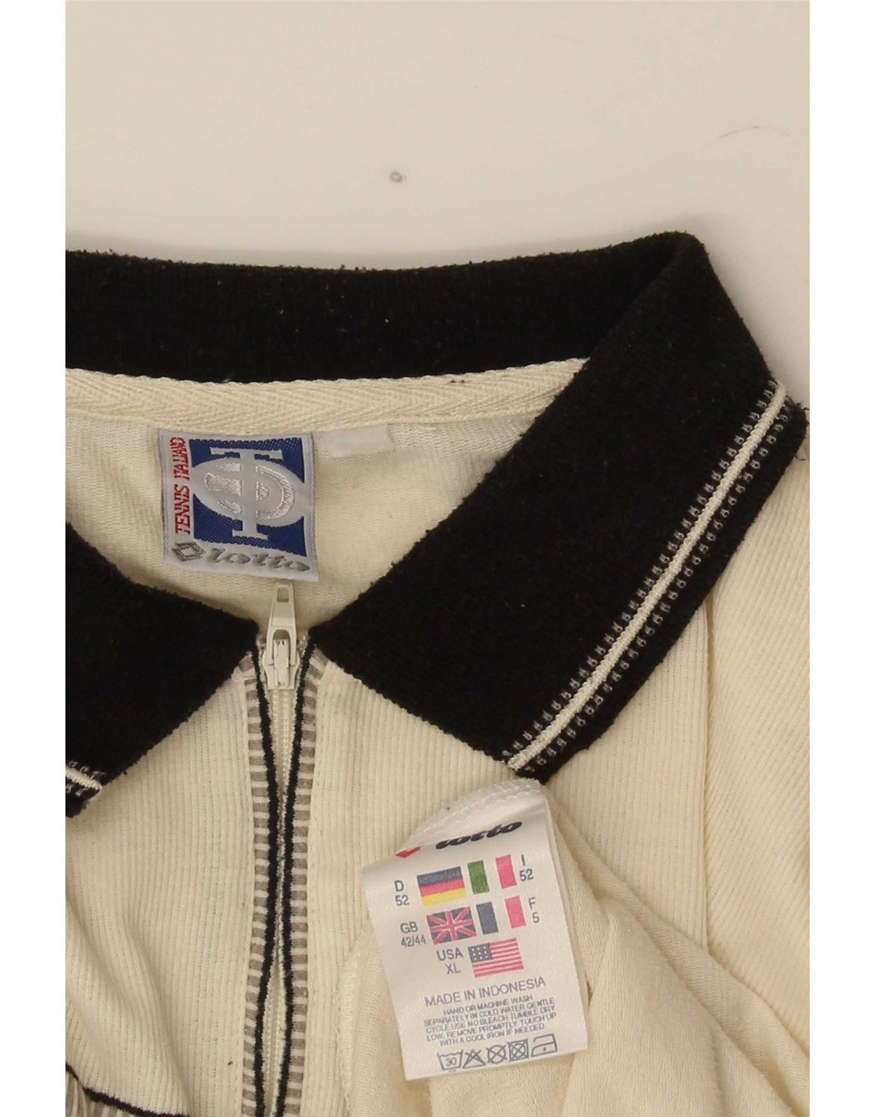 Lotto Mens Graphic Polo Shirt UK 42/44 XL Off White Striped Polyester NW06 image 4