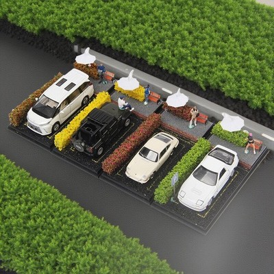 1/64 Miniature Scene Car Model Display Box Simulation Courtyard Garage Decor Toy