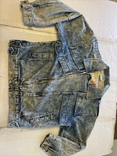Vintage Large Urban Equipment Jean Moto Acid Wash Jacket, Diagonal Zip