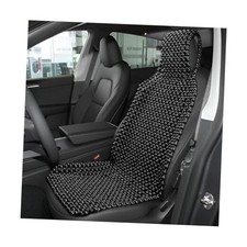 Natural Wood Beaded Seat Cover, Cool  Breathable Back Massaging Cushion Black