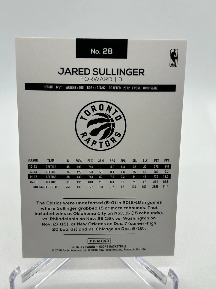 2016-17 Panini NBA Hoops - Jared Sullinger #28 Artist Proof /25 - Image 2 of 2