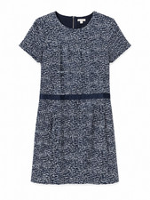 GAP 100 % cotton Women’s Blue/White Tweed Lined Short Sleeve Dress Sz 6 crew n.