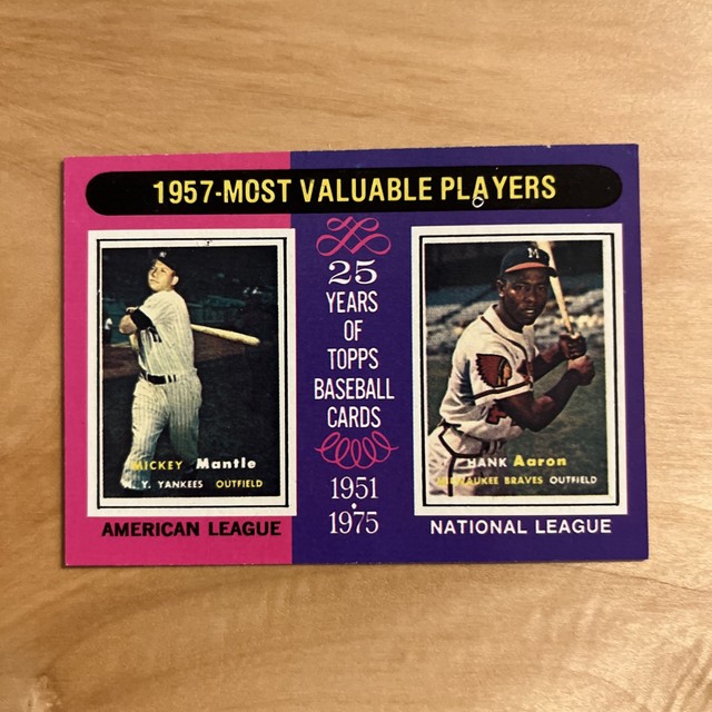 1975 Topps - Most Valuable Players Mickey Mantle, Hank Aaron #195