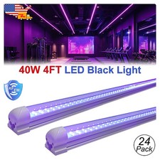 24 Pack LED UV Black Light Bar 4FT 40W with US Plug Easy Installation Room D cor