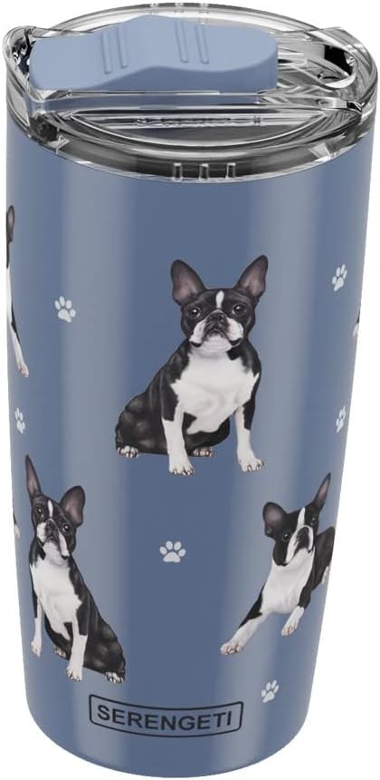 Serengeti 20 Oz Boston Terrier Dog Stainless Steel Tumbler with Spill Proof Lid 4890₽