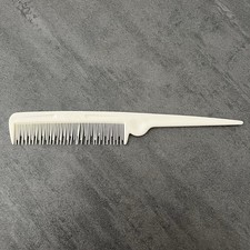 Vintage GOODY Hard Plastic Teasing Hair Comb White Rat Tail Rattail 8" USA