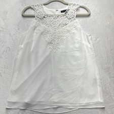 Banana Republic Sleeveless Crochet Lace Georgette Top Womens Small White NEW