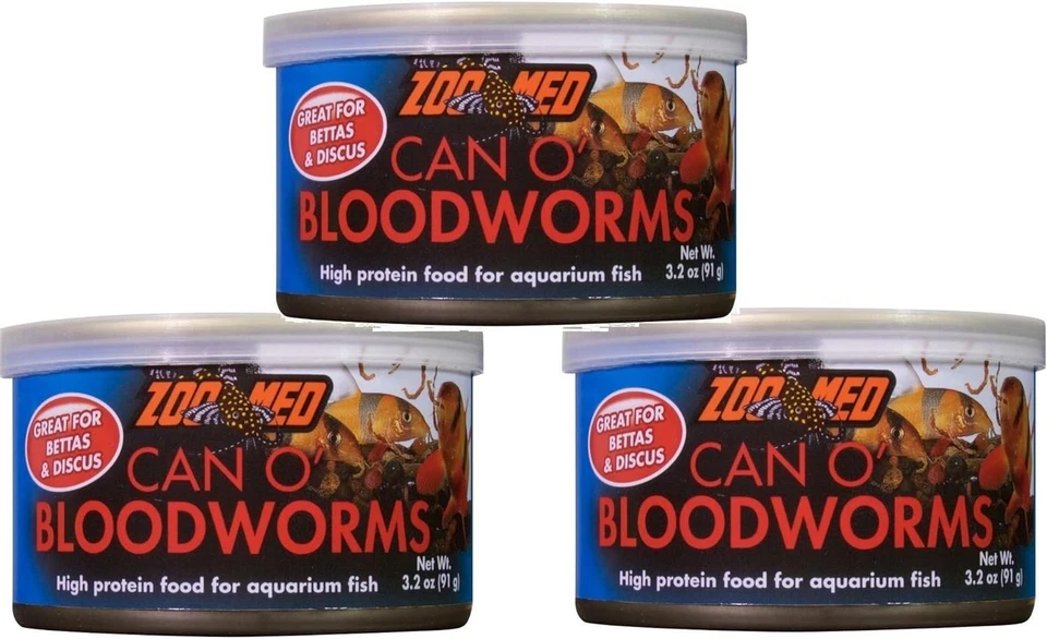 Paquete de 3 Can O Bloodworms 3,2 oz - Alimentos ricos en nutrientes para Bettas y Disco Foto 2 de 2