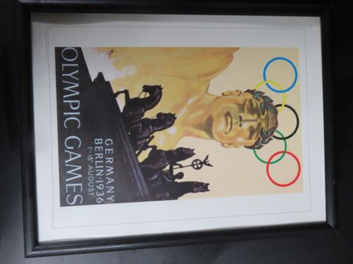 Vintage 1936 Olympic Games Berlin Germany Repro Poster 1995 Framed 13x17 in - Picture 1 of 6