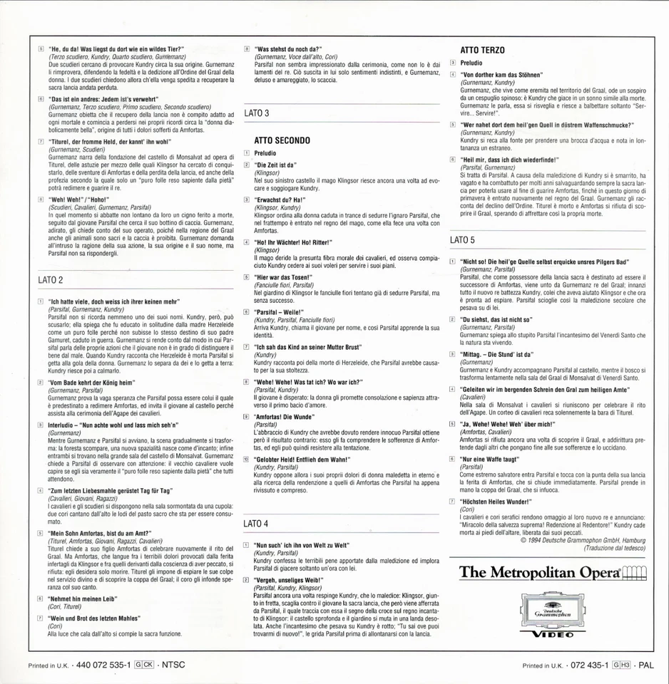 Wagner: Parsifal: Metropolitan Opera: Levine (1992) Laserdisc - Image 4 of 4