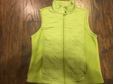 B C Woman's quilted on front Vest Pear green color zip up front-sz M/L