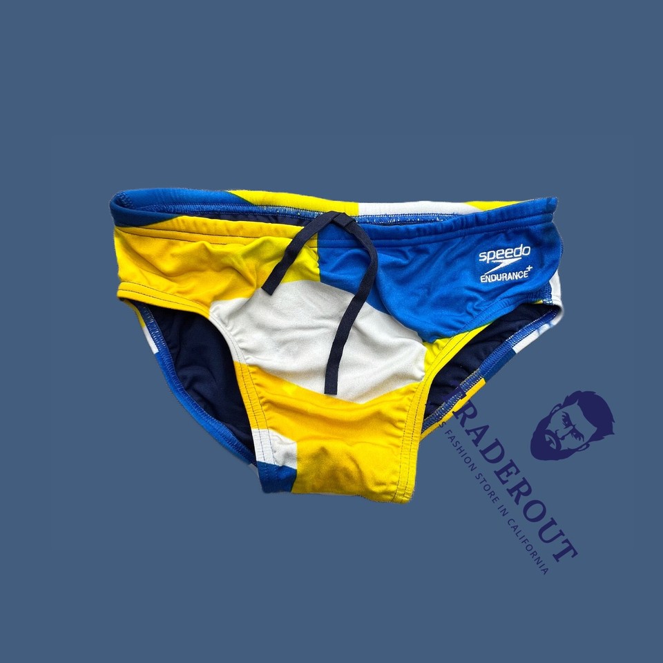 Speedo Men Sapphire blue gold team Endurance+ swim Brief Swimwear size ...