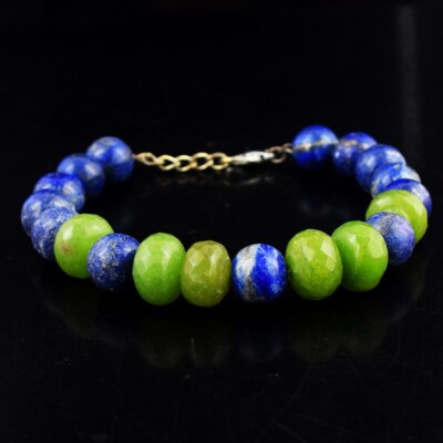 Wunderschönes Perlenarmband Lapislazuli & grüner Granat 157,00 kt VK 31 E569